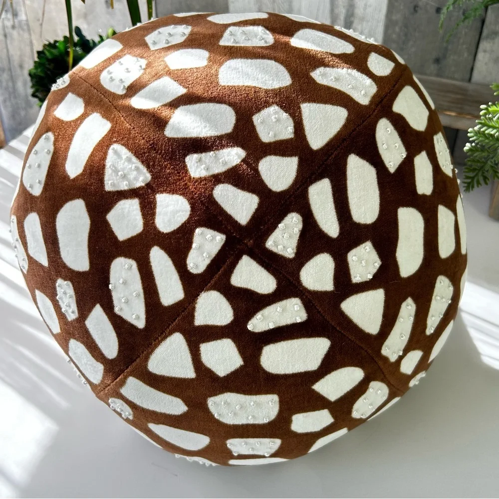 🌴 Cool John Darian Soft Beaded Brown & White Mushroom Decorative Pillow |Target